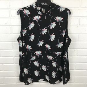 Jessica Simpson Floral Layer Mock Neck Sleeveless Top